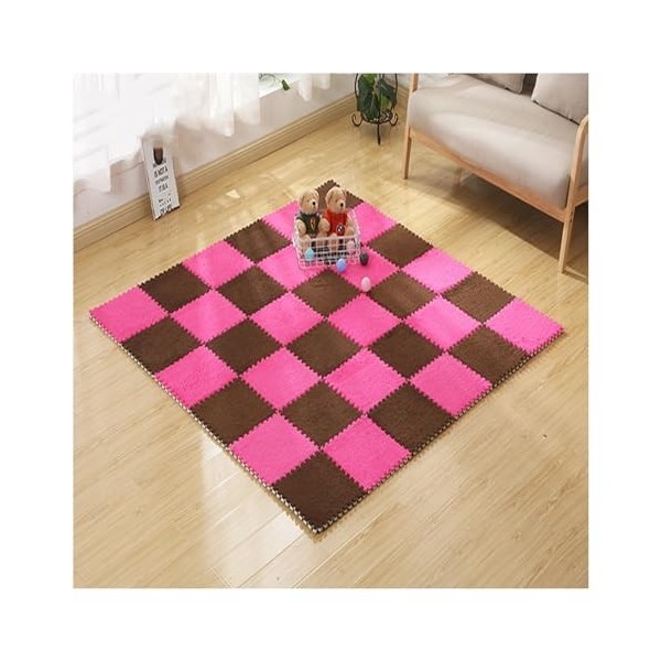 46 Pièces 12x12 Pouces Tapis en Mousse Emboîtable en Peluche,Carreaux De Sol De Puzzle Doux Et Antidérapants,Tapis De Jeu Car