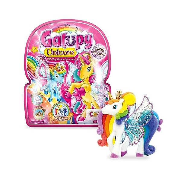 GALUPY Unicorn Gold Edition - Pack de 3 Figurines Licornes à Collectionner avec Ailes dorées & Cristal Swarovski, Idée Cadeau