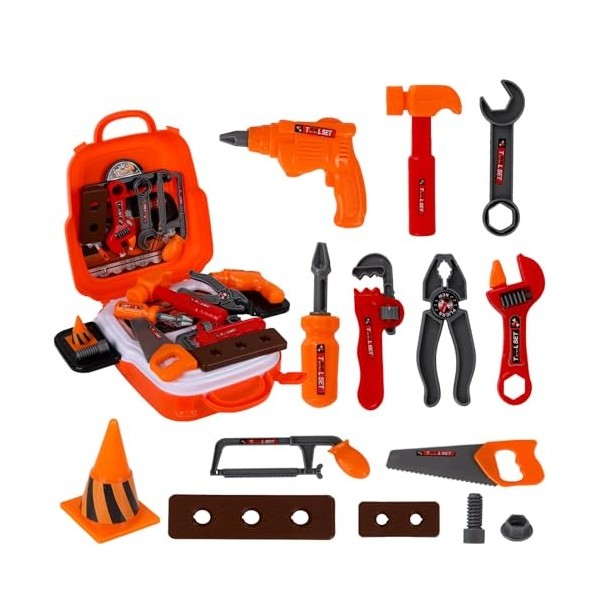 Ensemble Doutils pour Enfants,Jouet à Outils de Construction pour Enfants Toys à Outils de Sac à Dos avec Jouet de Forage Bu