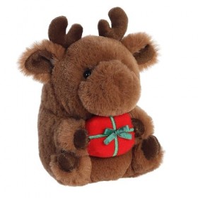 Aurora Lot de 2 peluches de Noël Rolly Pet de 14 cm, Monty Moose et ours noir