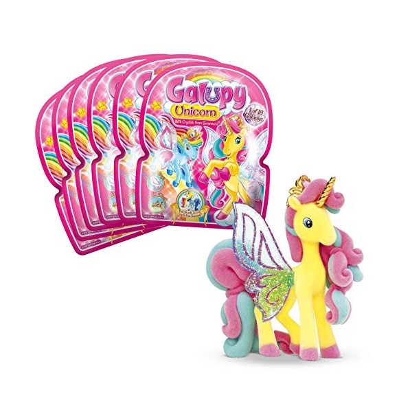 GALUPY Unicorn Gold Edition - Pack de 3 Figurines Licornes à Collectionner avec Ailes dorées & Cristal Swarovski, Idée Cadeau