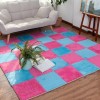 40 Pièces Tapis De Sol en Mousse en Peluche avec Bordure, Dalles De Moquette Carrées Emboîtables, Tapis De Jeu Moelleux, Dall