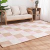 40 Pièces Tapis De Sol en Mousse en Peluche avec Bordure, Dalles De Moquette Carrées Emboîtables, Tapis De Jeu Moelleux, Dall