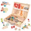 YULEYU Enfant 3 4 Ans Boite a Outils Enfant en Bois, Bricolage Enfant Caisse à Outils Jeux de Construction Jeux Educatif Mont