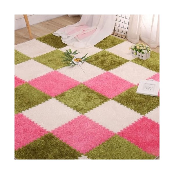 Dalles De Tapis Emboîtables 36 Pièces, Dalles De Tapis Puzzle, Tapis De Sol en Mousse en Peluche, Tapis De Salle De Jeux pour