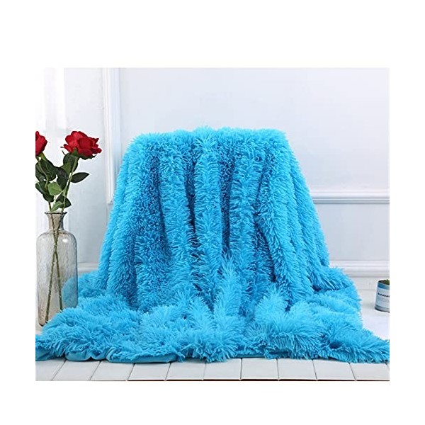 Bouton de peluche de peluche moelleuse Super doux doux facettes double face couverture couverture de châle shaggy for adultes