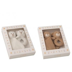 J-Line Doudou + Hochet Peluche Blanc/Beige Assortiment De 2 - 4 unités