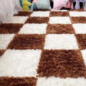 Hirsute Tapis en Mousse à Emboîtement, 36 Pièces -36 Pieds Carrés en Peluche, Puzzle, Protection Contre Le Froid, Salle De Je