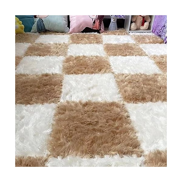 Hirsute Tapis en Mousse à Emboîtement, 36 Pièces -36 Pieds Carrés en Peluche, Puzzle, Protection Contre Le Froid, Salle De Je