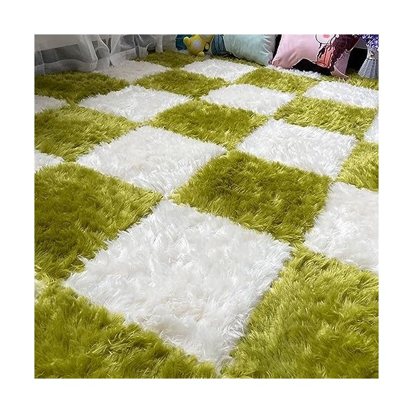 Hirsute Tapis en Mousse à Emboîtement, 36 Pièces -36 Pieds Carrés en Peluche, Puzzle, Protection Contre Le Froid, Salle De Je