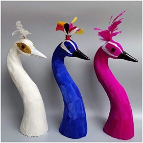 FMOGE Modèle De Tête De Paon Simulé - 3 Pièces Modèle De Tête De Paon Figurine Jouet - Simulation Réaliste Animal en Peluche&nbsp;