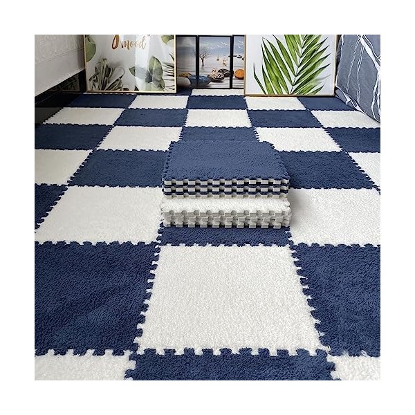 Carreaux De Moquette Moelleux Imbriqués, Tapis De Sol en Mousse Puzzle 12x12 Pouces, Tapis en Peluche, Décoration, Protection