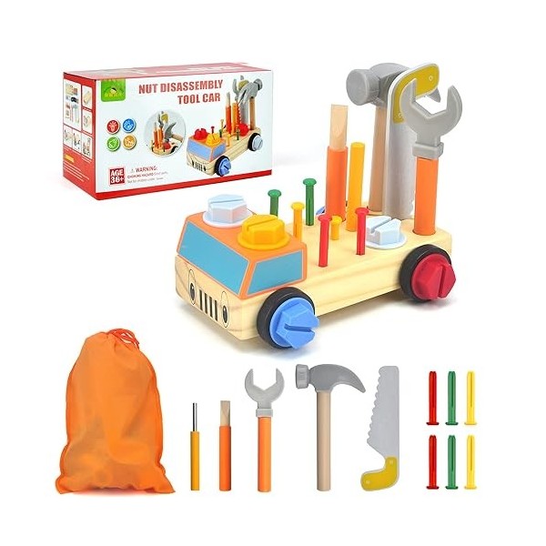 ACCXFEK Montessori Jouets en bois pour enfants de 2 ans et plus, 29 pièces pour la motricité fine pour les tout-petits, kit d