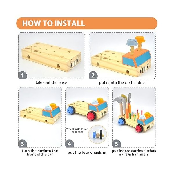 ACCXFEK Montessori Jouets en bois pour enfants de 2 ans et plus, 29 pièces pour la motricité fine pour les tout-petits, kit d