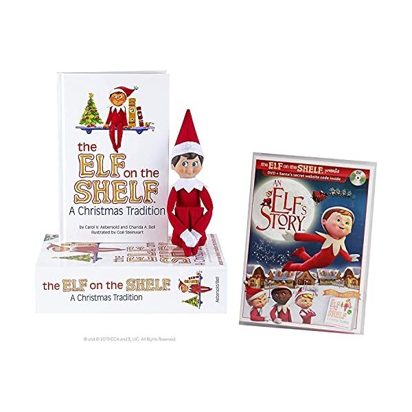 Figurine Elf on the Shelf en forme de garçon aux yeux bleus avec DVD en bonus « An Elf Story » – Directement du Pôle Nord dan