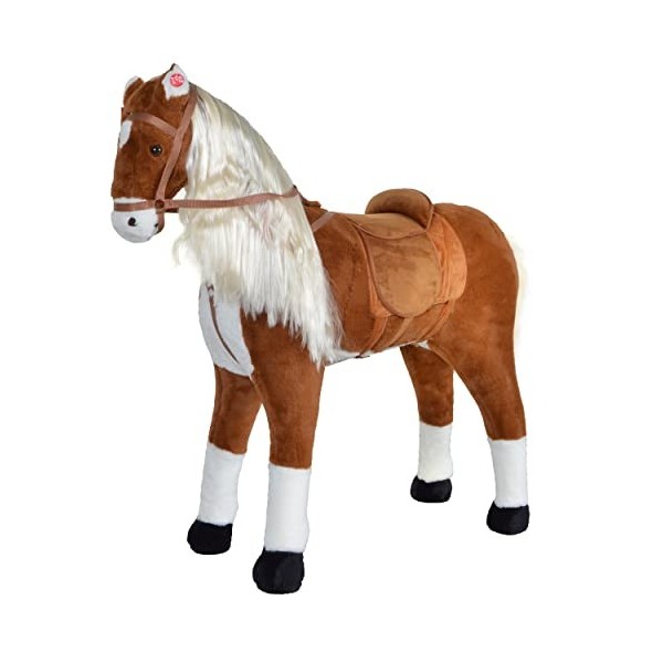 Pink Papaya Cheval en Peluche XXL de la Marque, Cheval géant 105 cm