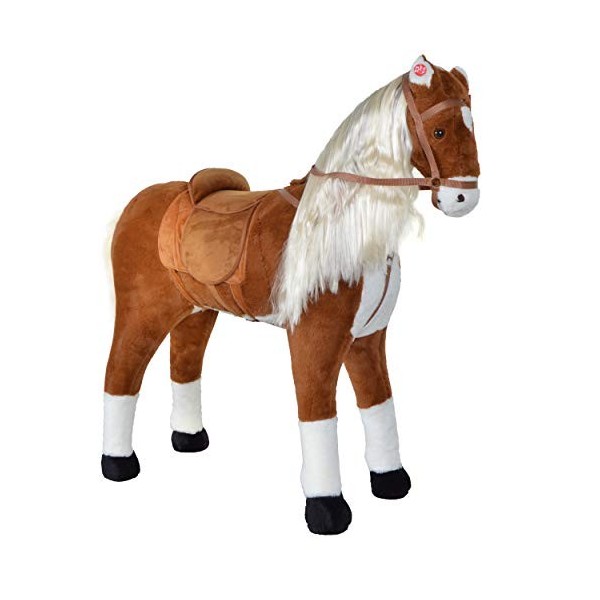 Pink Papaya Cheval en Peluche XXL de la Marque, Cheval géant 105 cm