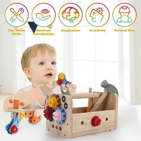 Boite a Outil Enfant Jouets établie Bricolage Enfants Jouets Montessori 3 4 6 Ans, 38 Pièces Caisse a Outil Enfant Jouet de C