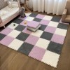 Tapis De Sol en Mousse en Peluche, Puzzle Coloré, avec Bordure, Carreaux De Tapis en Peluche Imbriqués De 30 Cm, Tapis De Jeu