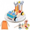 VFANDV Jouet en Bois Caisse a Outil Enfant, Jouet Enfant 3 Ans Outils, DIY Jouet Boite a Outils Enfant, Jeux Montessori Enfan