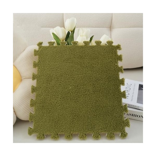 Lot de 50 Tapis de Sol de Jeu en Mousse pelucheuse 30x 30cm – Carreaux de Moquette carrés emboîtables avec Bordure – Tapis d