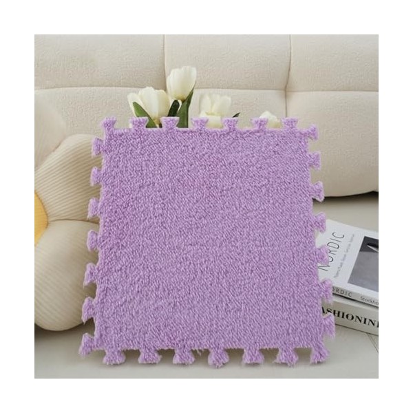 Lot de 50 Tapis de Sol de Jeu en Mousse pelucheuse 30x 30cm – Carreaux de Moquette carrés emboîtables avec Bordure – Tapis d