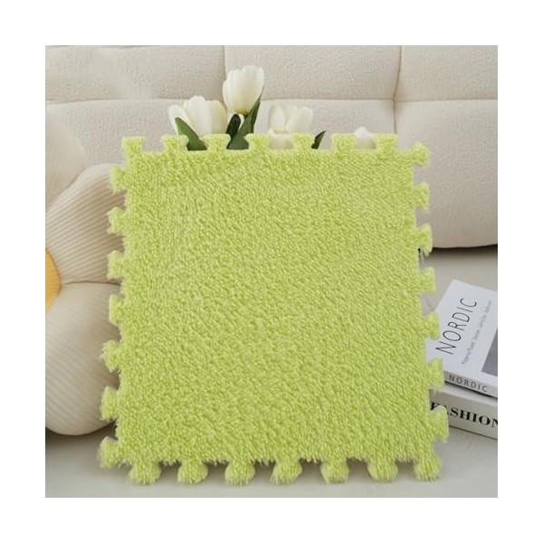 Lot de 50 Tapis de Sol de Jeu en Mousse pelucheuse 30x 30cm – Carreaux de Moquette carrés emboîtables avec Bordure – Tapis d