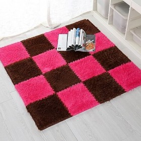 Tapis De Sol Imbriqués en Mousse Longue Et Peluche, Tapis De Jeu Puzzle 42 Pièces, Tapis Dépissure, Tapis De Sol, Carrelage,