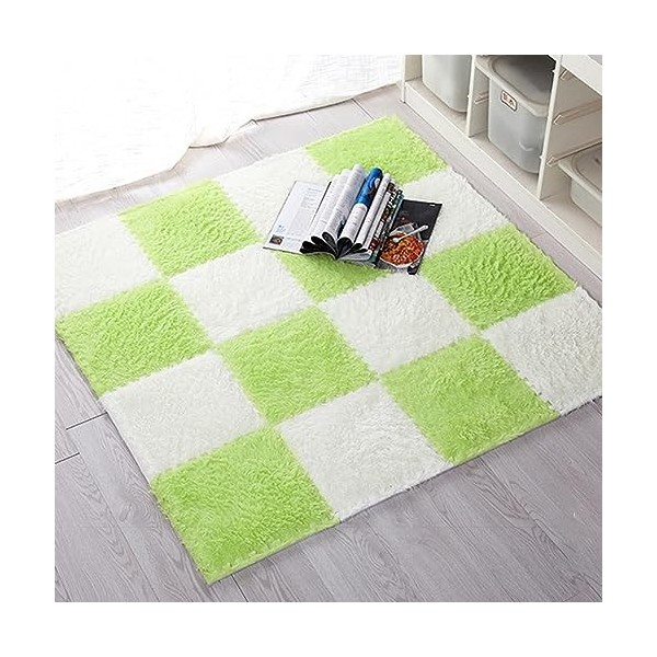 Tapis De Sol Imbriqués en Mousse Longue Et Peluche, Tapis De Jeu Puzzle 42 Pièces, Tapis Dépissure, Tapis De Sol, Carrelage,