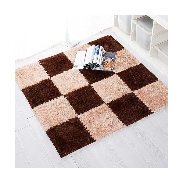 Tapis De Sol Imbriqués en Mousse Longue Et Peluche, Tapis De Jeu Puzzle 42 Pièces, Tapis Dépissure, Tapis De Sol, Carrelage,