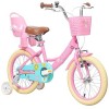 Glerc 12 Pouces vélo pour Enfants pour 12, 3, 4 Ans Petite Fille Mignon vélo avec Roue de Support de Panier et Cloches Rosa &