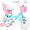 Glerc 12 Pouces vélo pour Enfants pour 12, 3, 4 Ans Petite Fille Mignon vélo avec Roue de Support de Panier et Cloches Rosa &