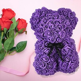 Ours en peluche Rose Ours en peluche de 25,4 cm - Plus de 250 douzaines de fleurs artificielles - Saint-Valentin, anniversair
