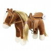 Jouet en peluche cheval avec poils dorés, peigne mignon, selle fine, parfait pour un anniversaire et Noël, beau poney Appaloo