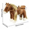 Jouet en peluche cheval avec poils dorés, peigne mignon, selle fine, parfait pour un anniversaire et Noël, beau poney Appaloo