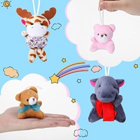 Zhanmai Lot de 100 mini animaux en peluche en vrac pour petits animaux - Porte-clés de décoration de fête - Œufs de Pâques po