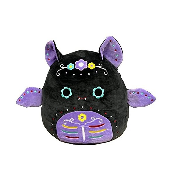 Squishmallow Kellytoy Peluche souple et spongieuse officielle pour Halloween Betty Bat Sugar Skull, 30,5 cm 