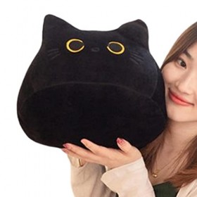 Koranuly Jouet en Peluche Chat Noir, Chat Noir en Peluche,Grosse Peluche | Doux décoratif Adorable Confortable créatif Chat N