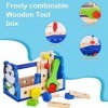 KUSARKO Boîte à outils pour enfants en bois avec accessoires, jouet de motricité DIY Cadeau pour enfants à partir de 3, 4, 5,