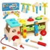 FORMIZON Jouet en Bois Outils Enfant, Boîte à Outils en Bois, Voiture Jouet en Bois, Jouet de Éducatifs Montessori pour Garço