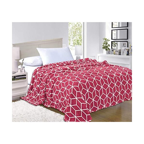 Elegant Comfort Couverture de Luxe en Flanelle de Corail Ultra Douce et veloutée - Microfibre - pour très Grand lit californi