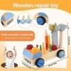 Jouet en Bois Outils Enfant, Bricolage Jouet Boite a Outils Enfant avec Boîte à Outils, Visseuse Enfant Jeux Montessori pour 