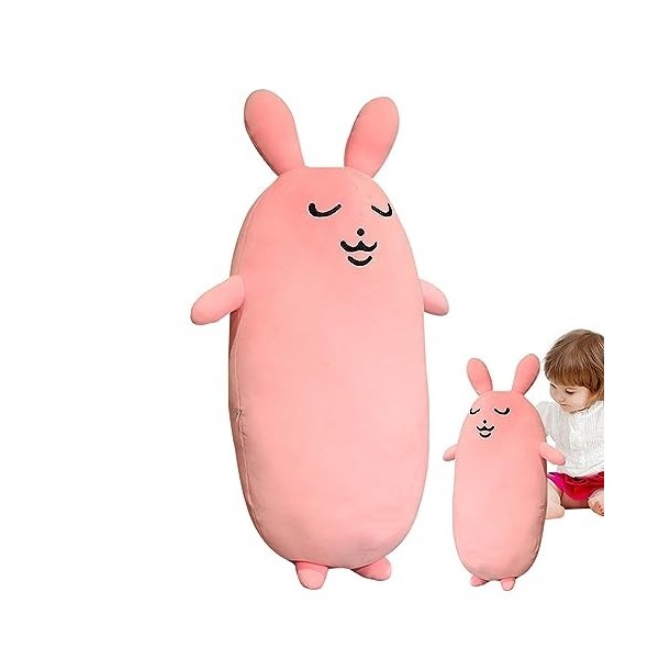 MKYOKO Coussin Lapin Rose | Oreillers câlins pour Dormir | Jouet en Lapin Rose Doux, poupée Lapin drôle, Lapin Pâques, Jouet 