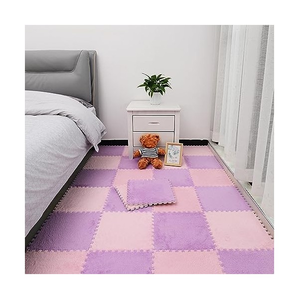 Carreaux De Tapis Imbriqués 12x12 Pouces, Tapis De Sol en Peluche en Mousse Puzzle 60 Pièces, Tapis, Salle De Jeux, Chambre à