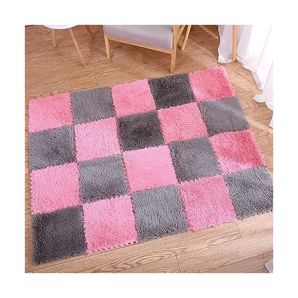 Tapis De Sol en Mousse Puzzle 36 Pièces, Dalles De Moquette Imbriquées en Peluche, Tapis épissé, Protection De Sol, 12 X 12 X