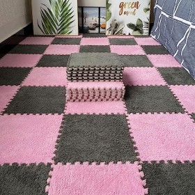 48 Pièces 12X12 Pouces Tapis Interverrouillage Carré Antidérapant, Tapis De Sol en Mousse De Puzzle en Peluche Épaissie, Tapi