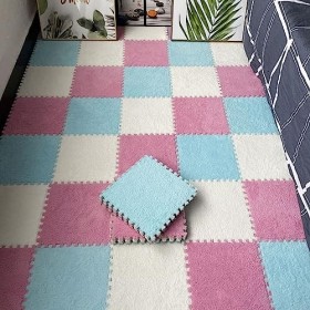 Carreaux De Moquette Imbriqués De 12 X 12 Pouces, Tapis De Sol en Mousse De Puzzle en Peluche Antidérapant, Moelleux, Décorat