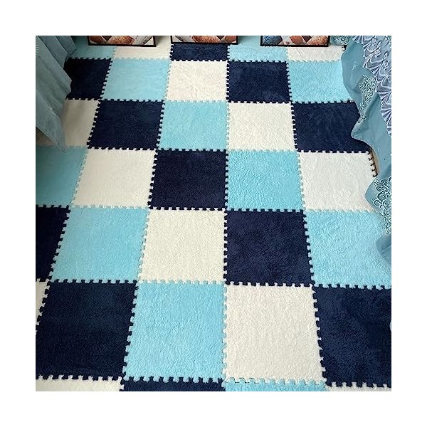 Carreaux De Moquette Imbriqués De 12 X 12 Pouces, Tapis De Sol en Mousse De Puzzle en Peluche Antidérapant, Moelleux, Décorat