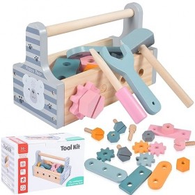 FGen Jouet en Bois Caisse a Outil Enfant, Jouets éducatifs pour Enfants, Montessori en Bricolage Enfant DIY Jeux de Construct