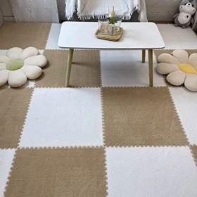 ÉPissure Tapis Rampants Surface En Peluche Doux Tapis Mousse Enfant Poilu Tapis Mousse 60x60cm Tapis de Jeu Tapis de Puzzle E